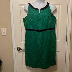 Boden emerald green dress with navy waist, size 20